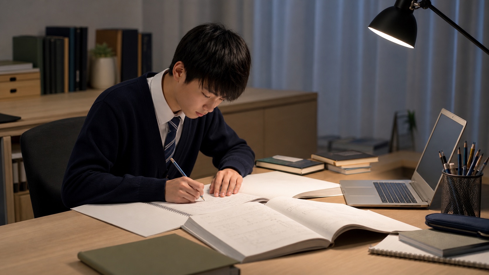 防衛大学校入試に向けて勉強する受験生のイメージ