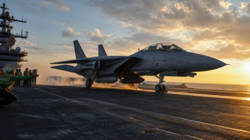 空母から発艦するF-14トムキャットのイメージ