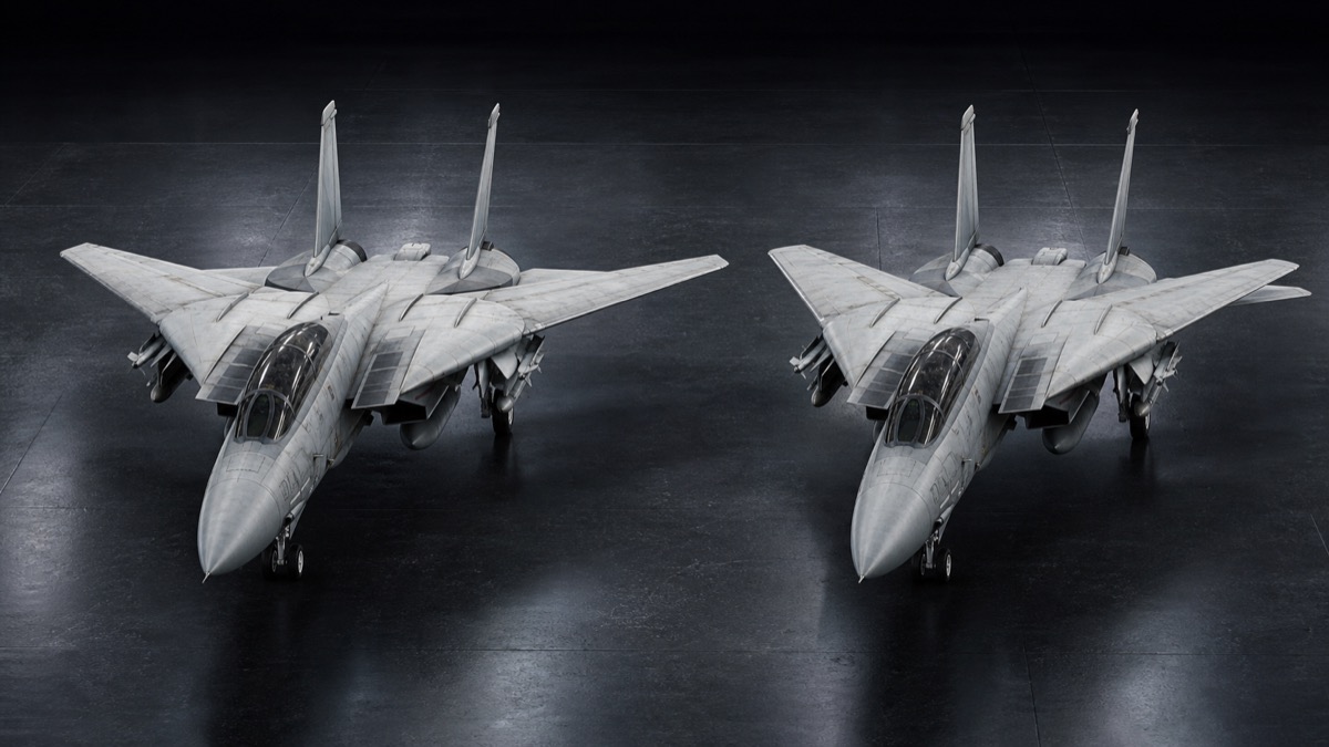 F-14トムキャットの可変翼の比較イメージ
