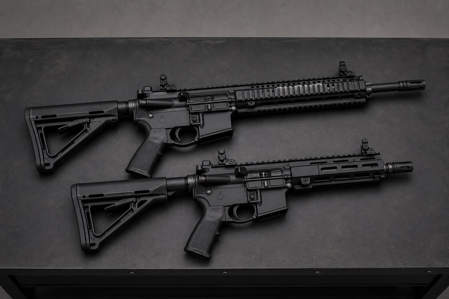 HK416とM4A1系カービンをイメージした比較展示写真