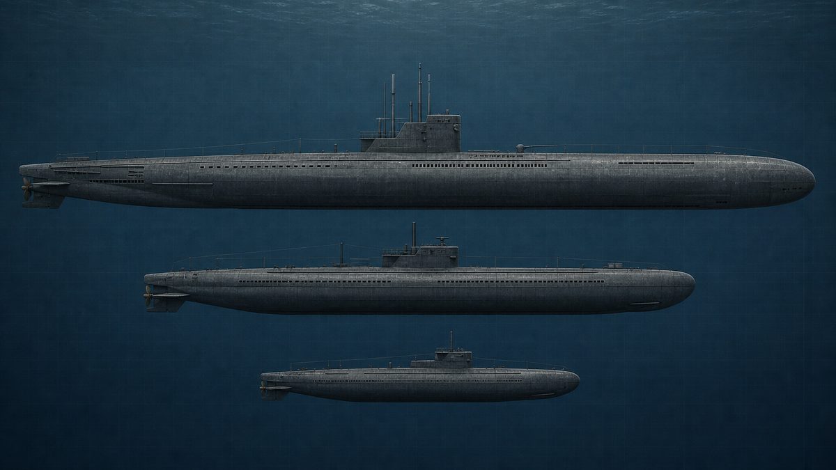 伊号・呂号・波号潜水艦の大きさ比較イメージ