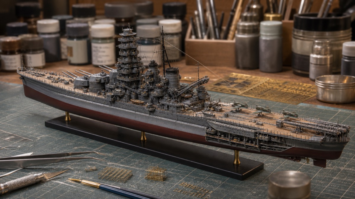 伊勢型航空戦艦のプラモデル制作イメージ