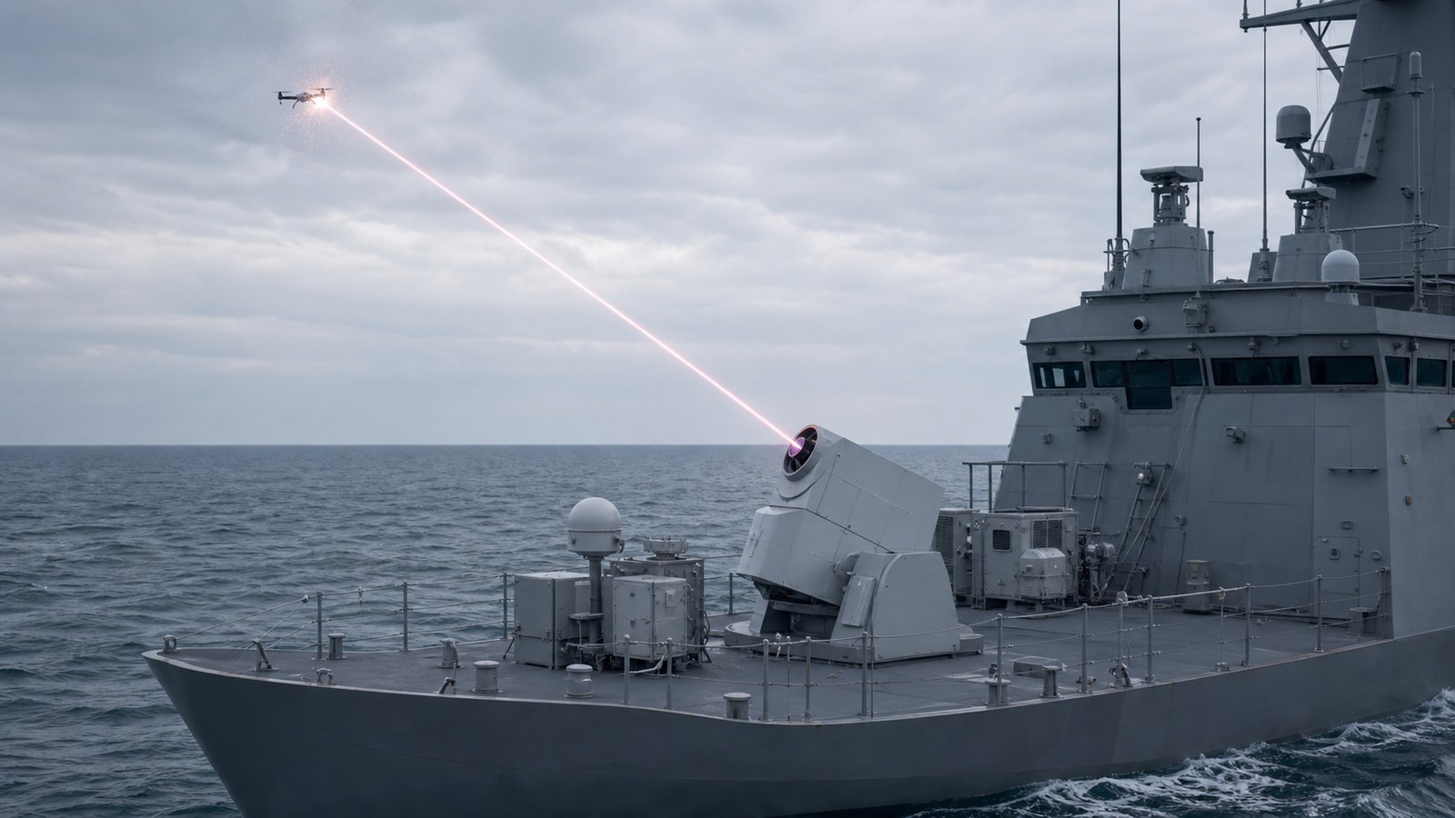日本の試験艦に搭載された高出力レーザーシステムのイメージ