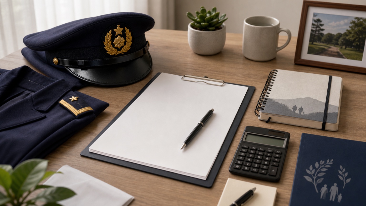 自衛官の退職金とライフプランを考えるデスクイメージ