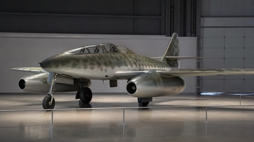 火龍（キ201）を思わせる双発ジェット戦闘機の展示イメージ