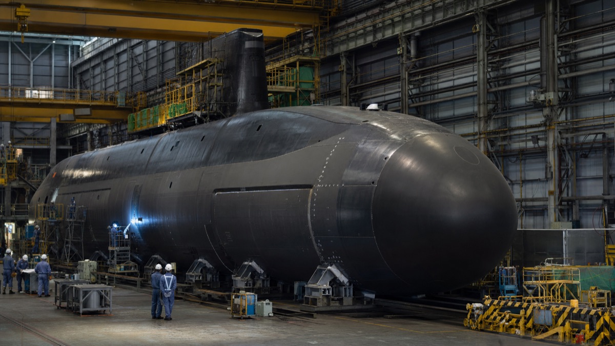 川崎重工の潜水艦建造と神戸工場をイメージした画像