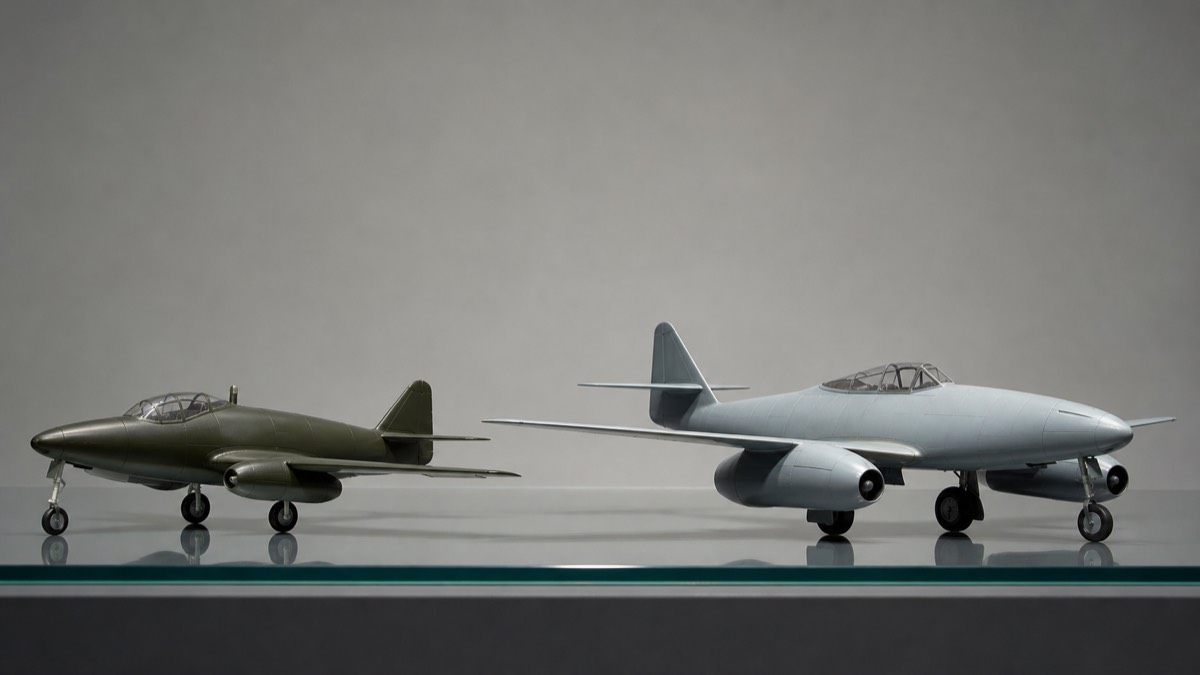 橘花とMe262の機体規模を比較するイメージ