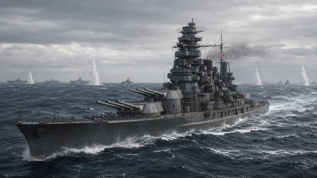 レイテ沖海戦サマール沖で行動する戦艦金剛のイメージ