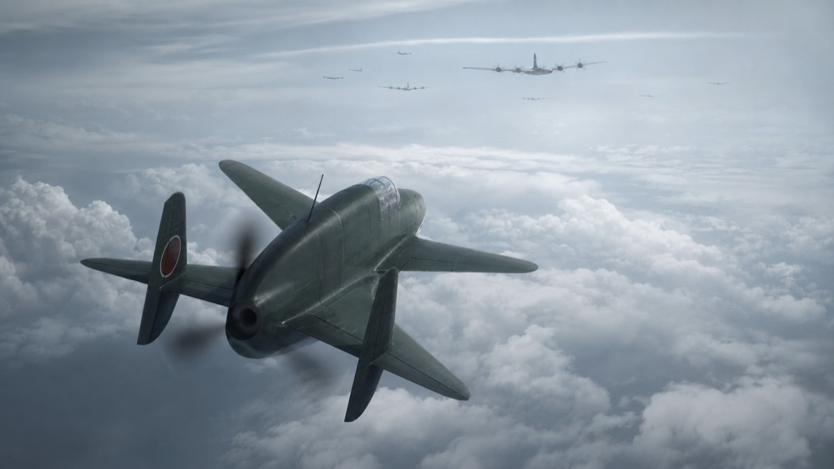 B-29迎撃を想定した震電の上昇イメージ