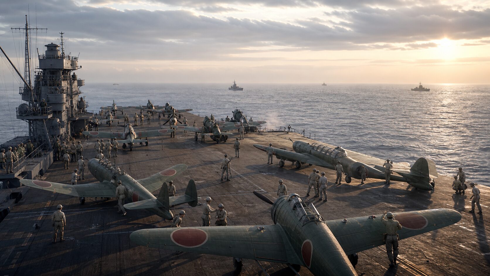 ミッドウェー海戦前の空母蒼龍の飛行甲板運用イメージ