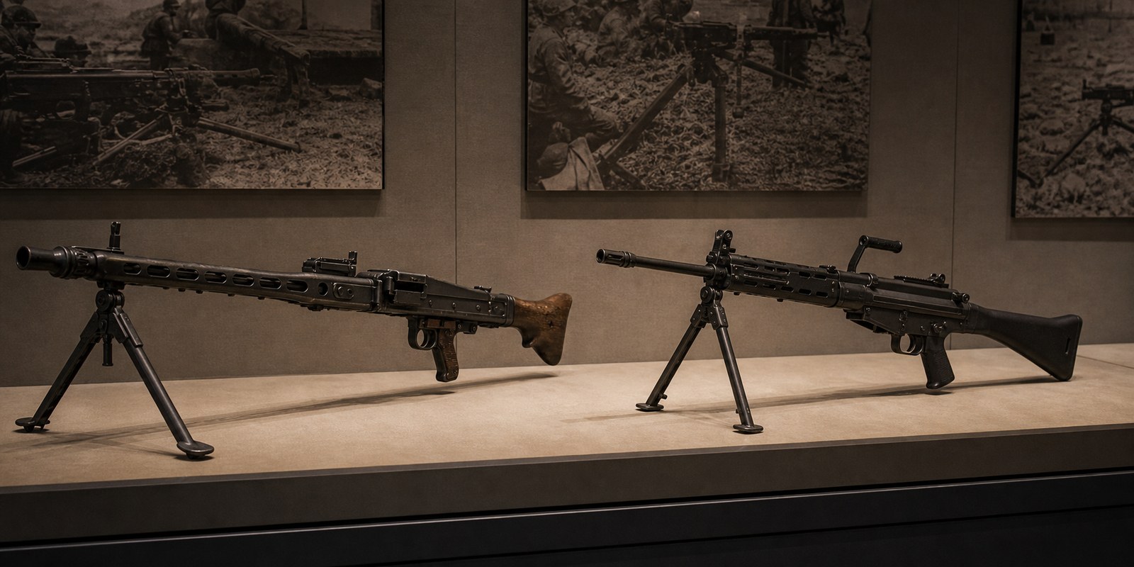 MG42と汎用機関銃の系譜を示す展示イメージ