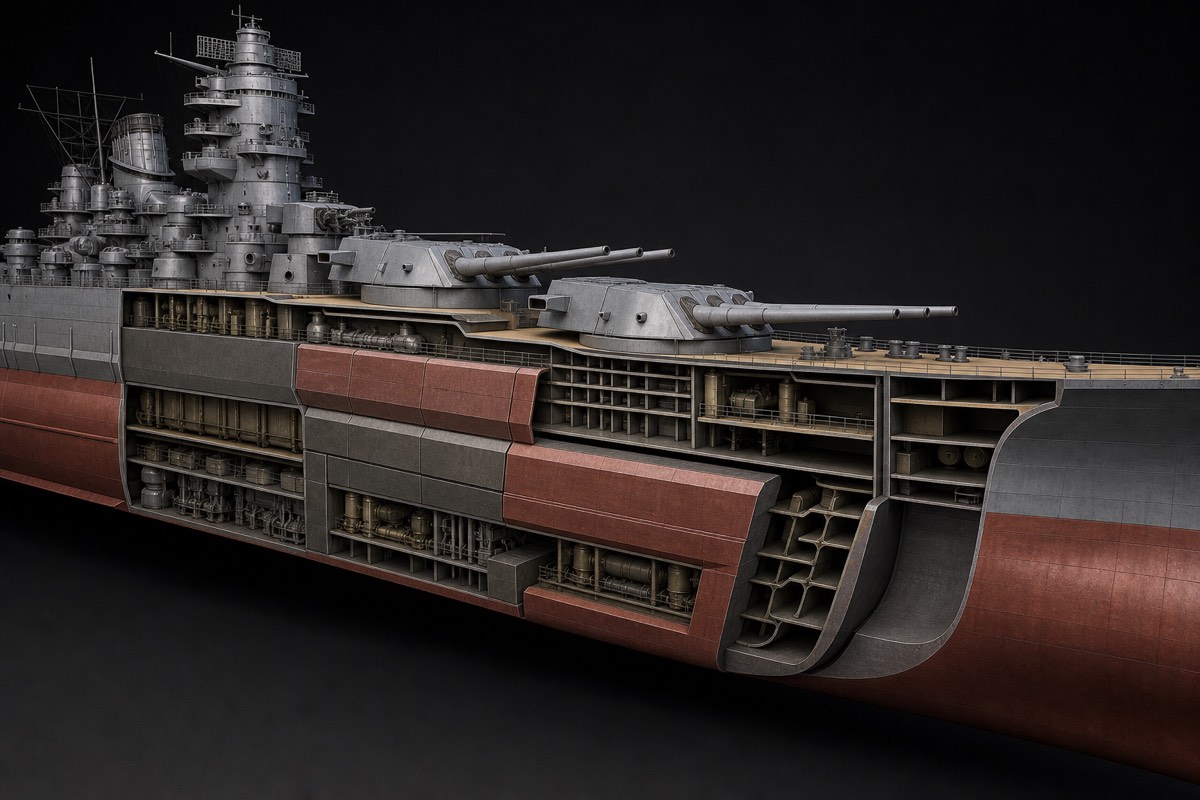 戦艦大和の装甲配置と防御思想イメージ