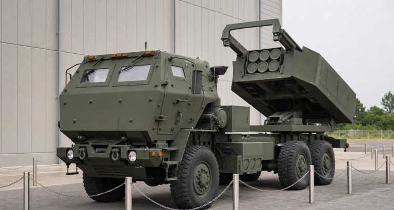 展示されるM142 HIMARS