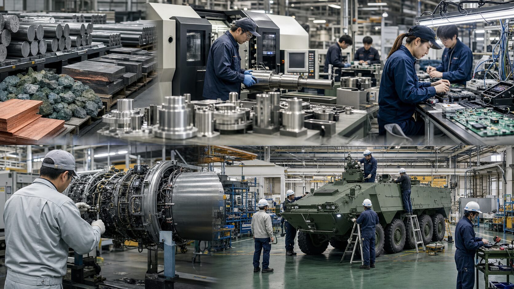 素材から完成装備まで多層につながる防衛産業の製造現場