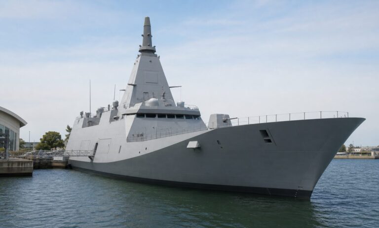 港で確認するもがみ型護衛艦