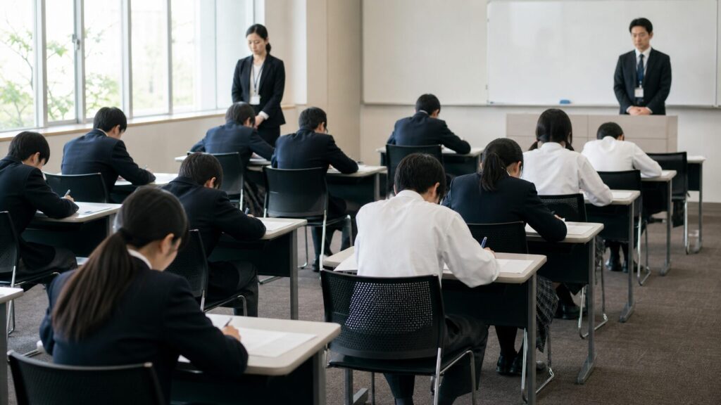 総合選抜の第1次試験で現在の学力を示す受験生