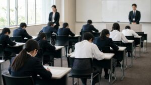 総合選抜の第1次試験で現在の学力を示す受験生