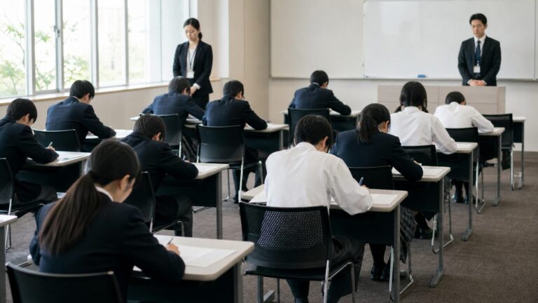 総合選抜の第1次試験で現在の学力を示す受験生