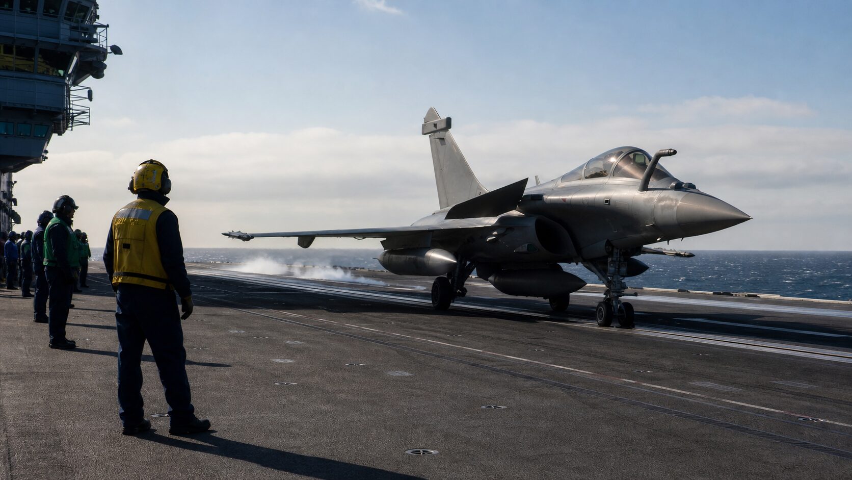 空母から発艦するラファールM