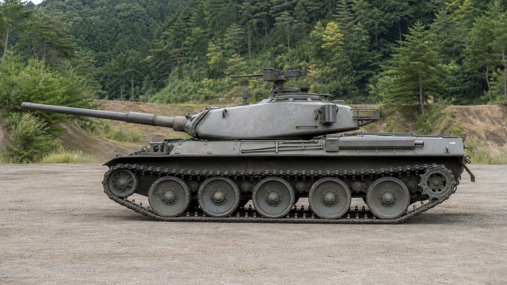 側面から見た74式戦車の足回り