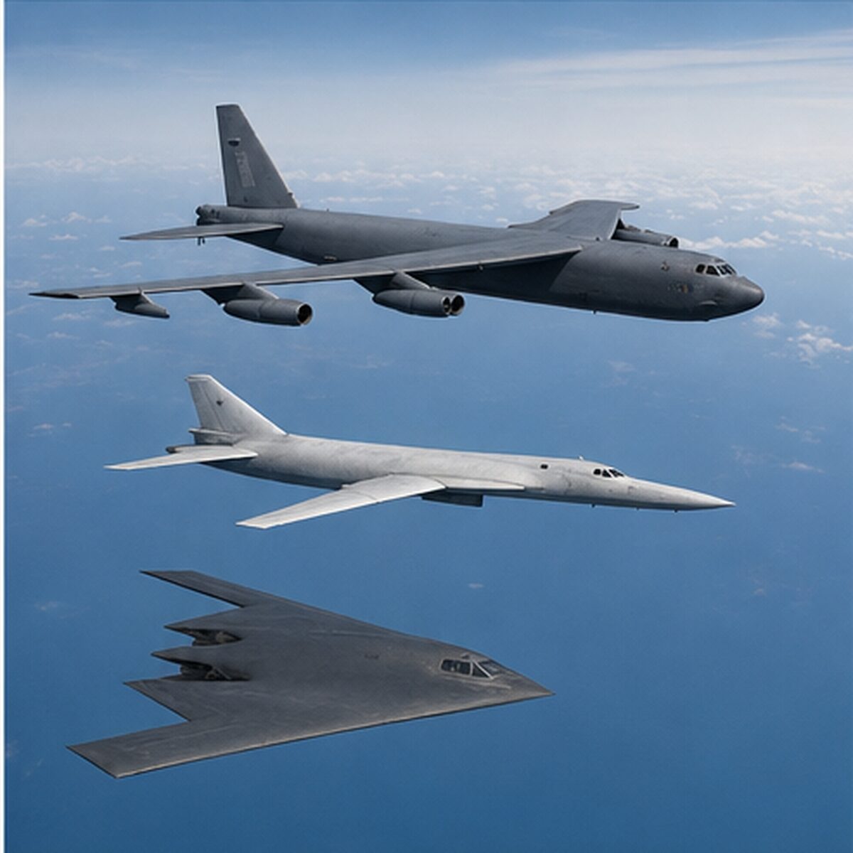 米空軍の大型爆撃機三機種が飛行する訓練空域