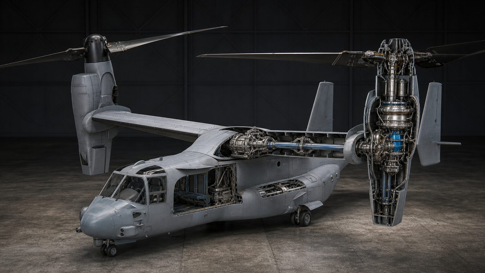 駆動系を確認できるV-22オスプレイ