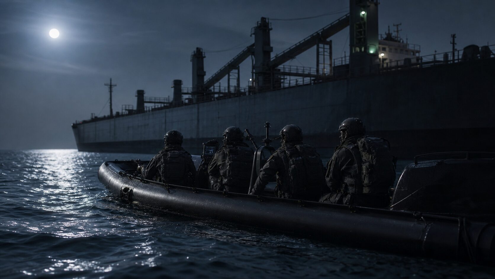夜間に船舶へ接近する海上特殊作戦チーム