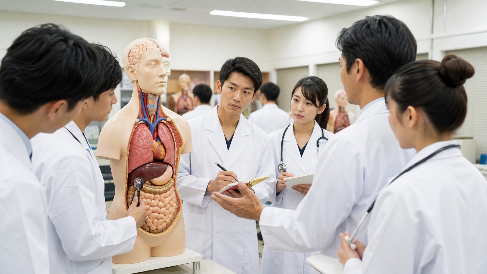 講義・実習・臨床教育に取り組む医学科学生