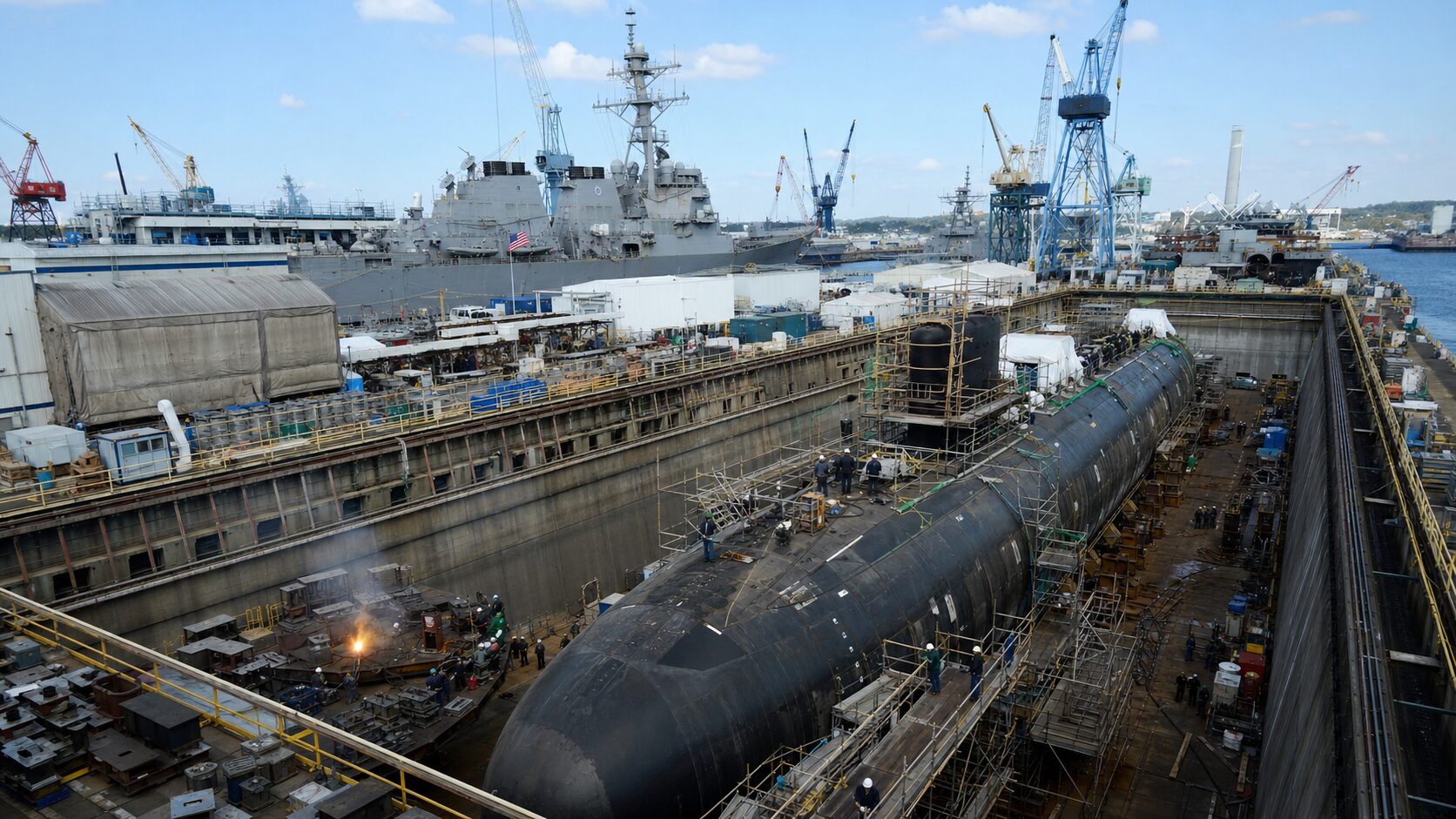 原子力潜水艦と大型艦艇を建造する米国の造船基盤