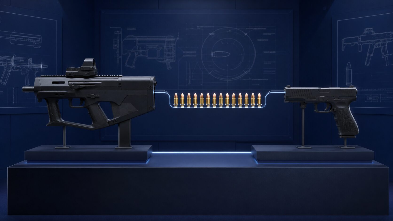 PDWと拳銃で弾薬を共通化する開発構想