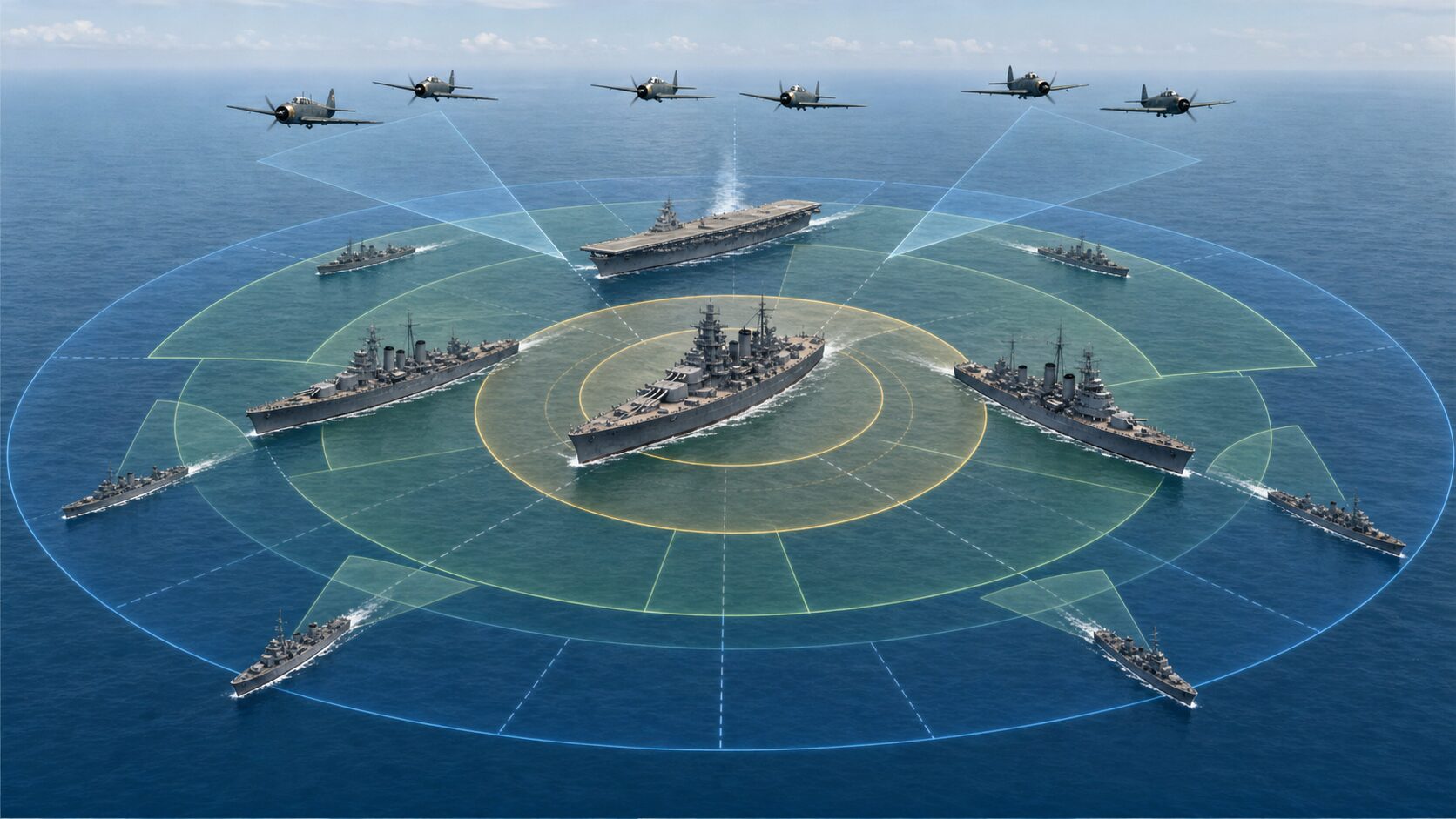 航空警戒・護衛艦・戦闘機を含む艦隊防空