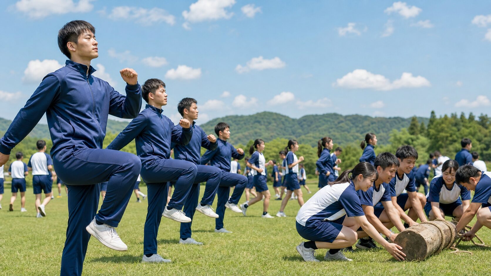 定期訓練で基本教練と野外活動を学ぶ医学生