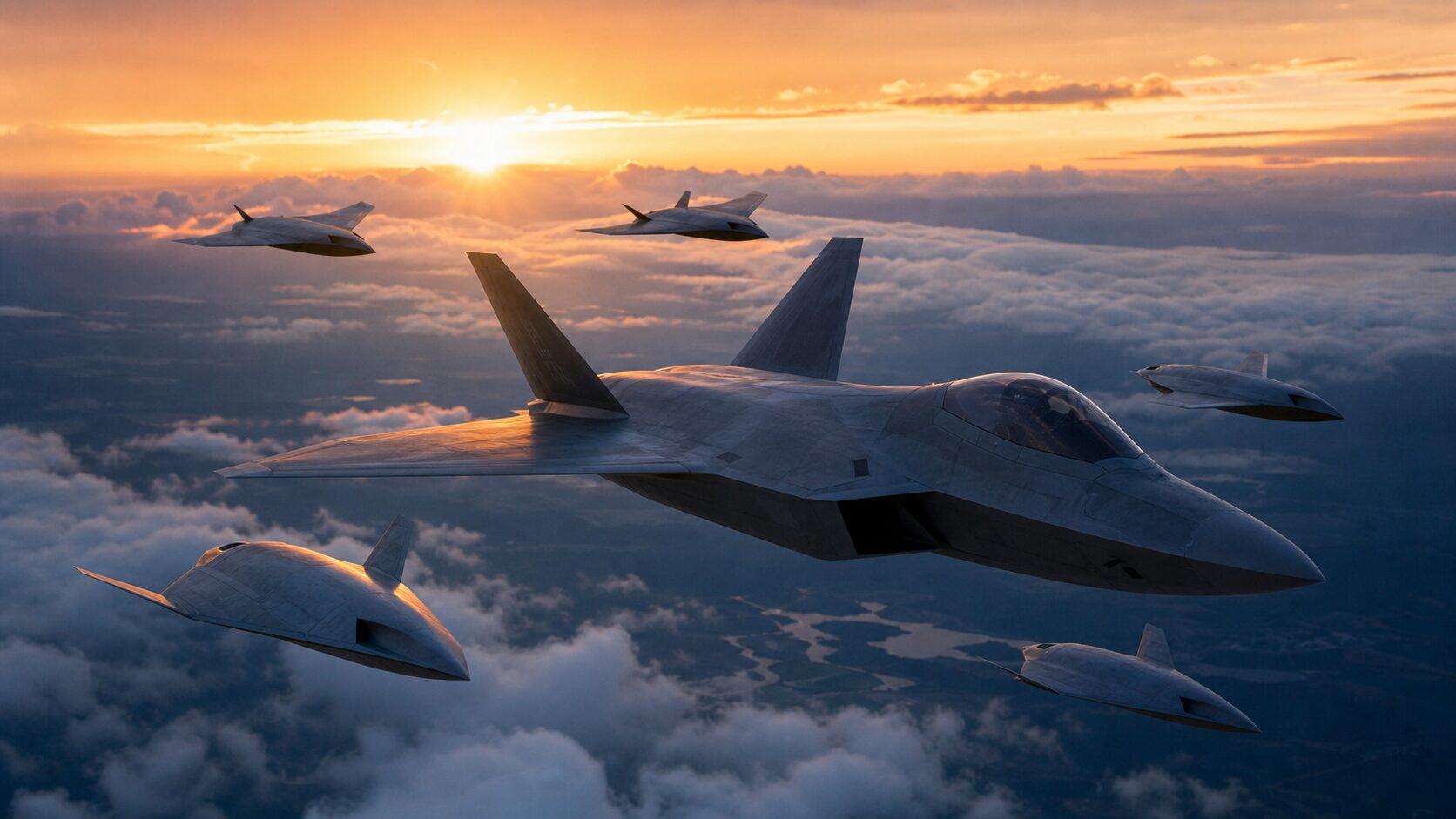有人ステルス機と協働無人機の編隊