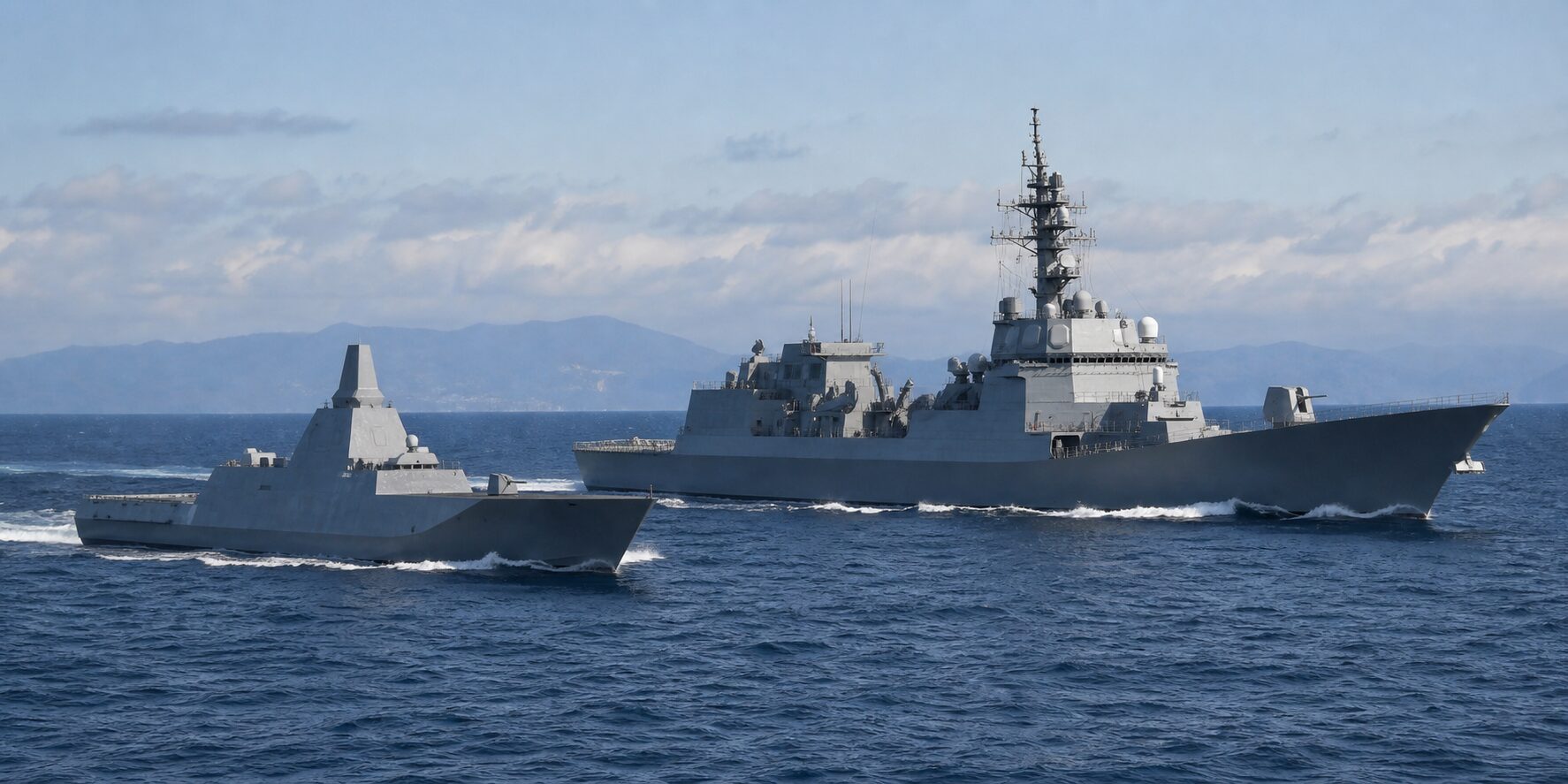 もがみ型護衛艦と大型防空艦の比較航行