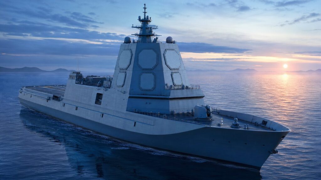 海上を航行する大型のイージス・システム搭載艦のイメージ
