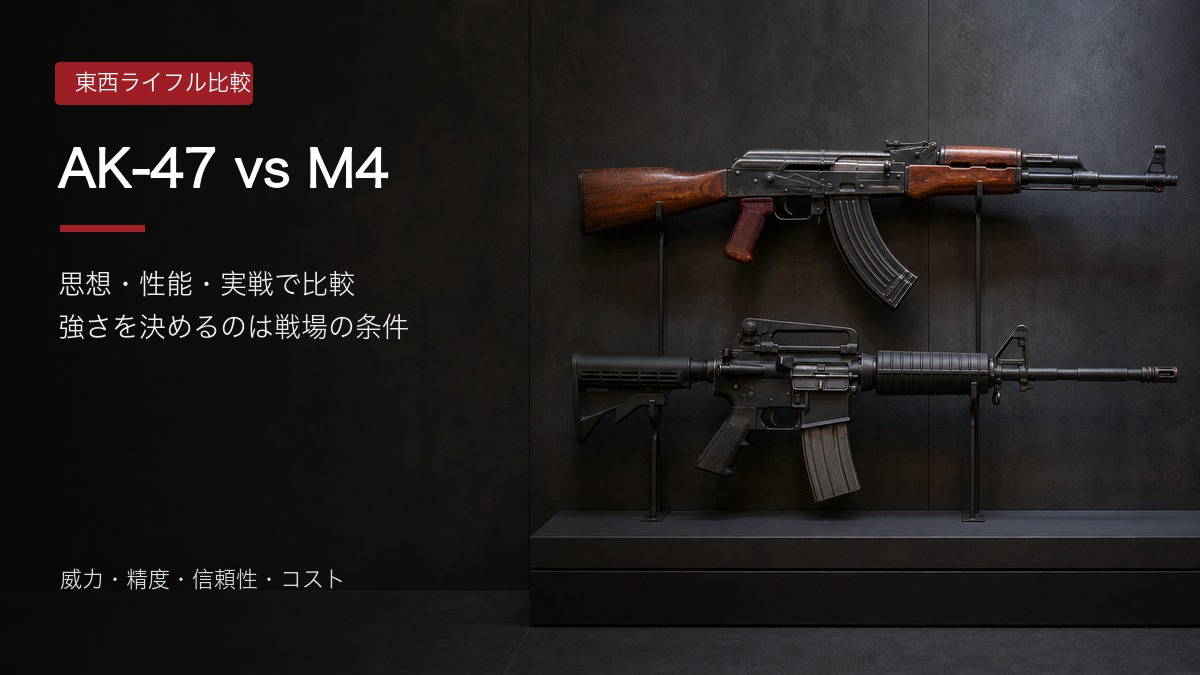 AKM系ライフルとM4カービンを比較する記事アイキャッチ