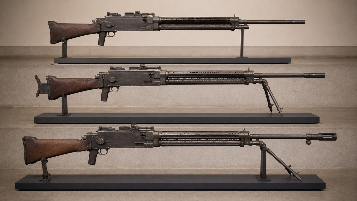 M1918・M1918A1・M1918A2を比較する展示