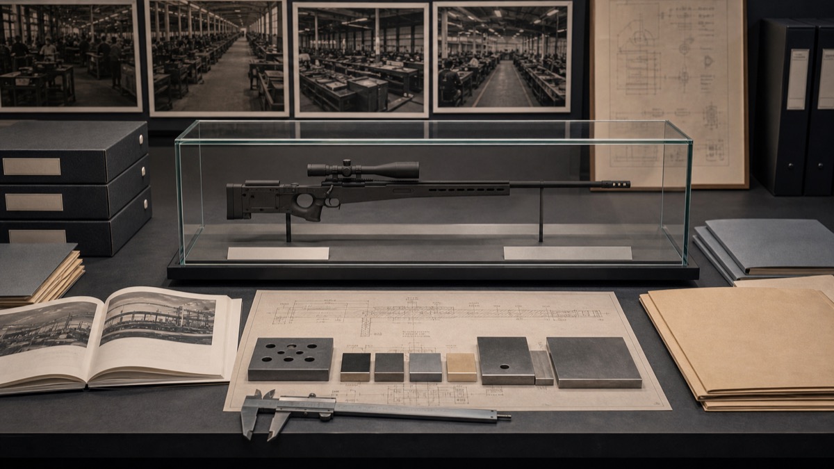 H&K社によるG82ライセンス生産をイメージした工業資料展示