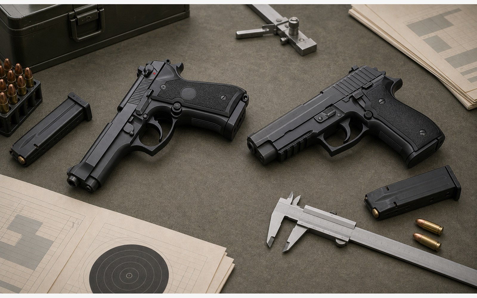 XM9トライアルで比較されたM9とP226のイメージ