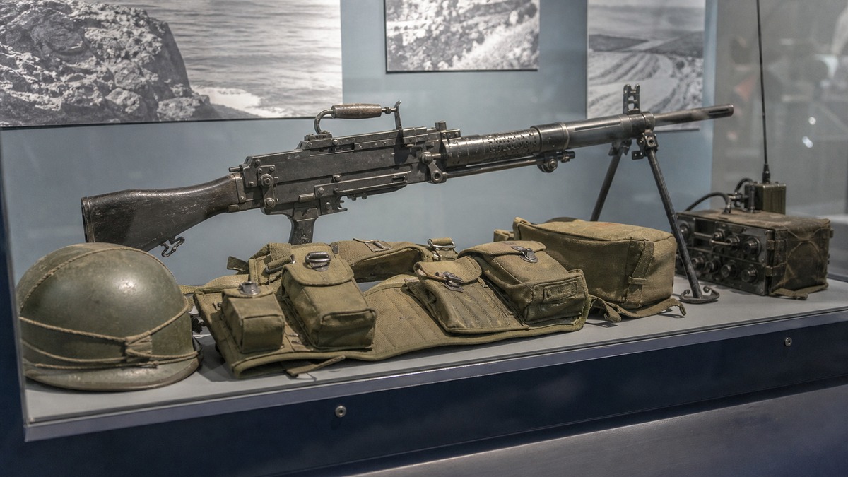 L4と1982年の英国軍装備を示す博物館展示