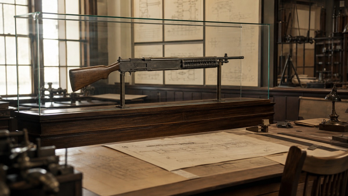1917年のジョン・ブローニングとBAR開発を表す展示