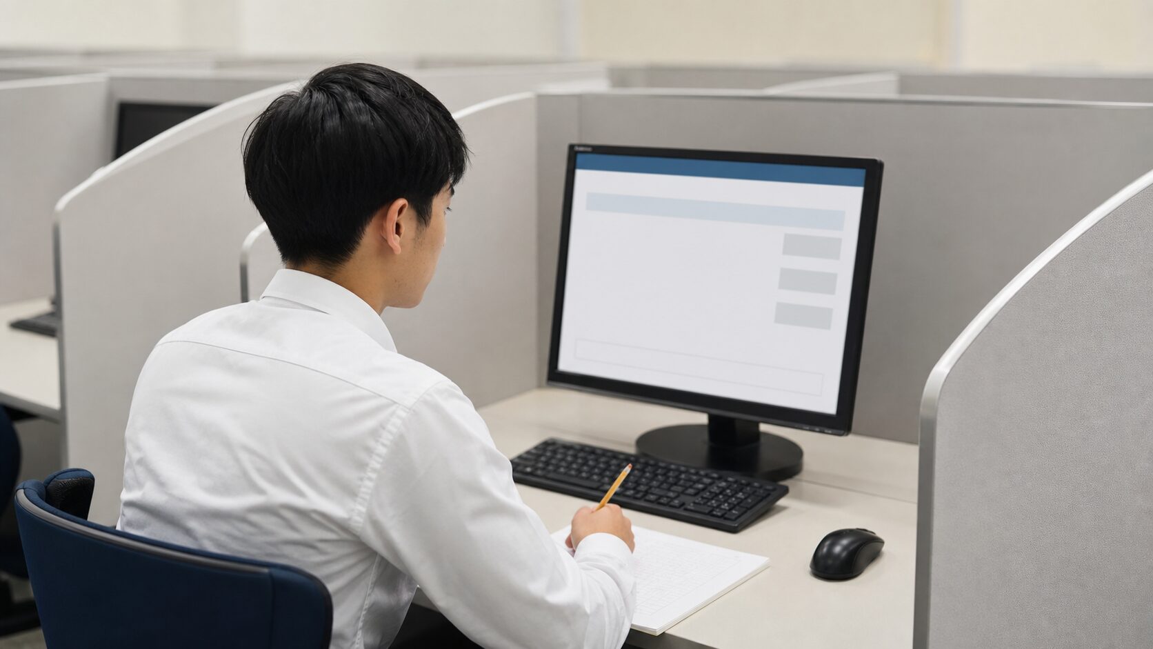 航空学生の第1次試験を想定してCBT形式に取り組むイメージ