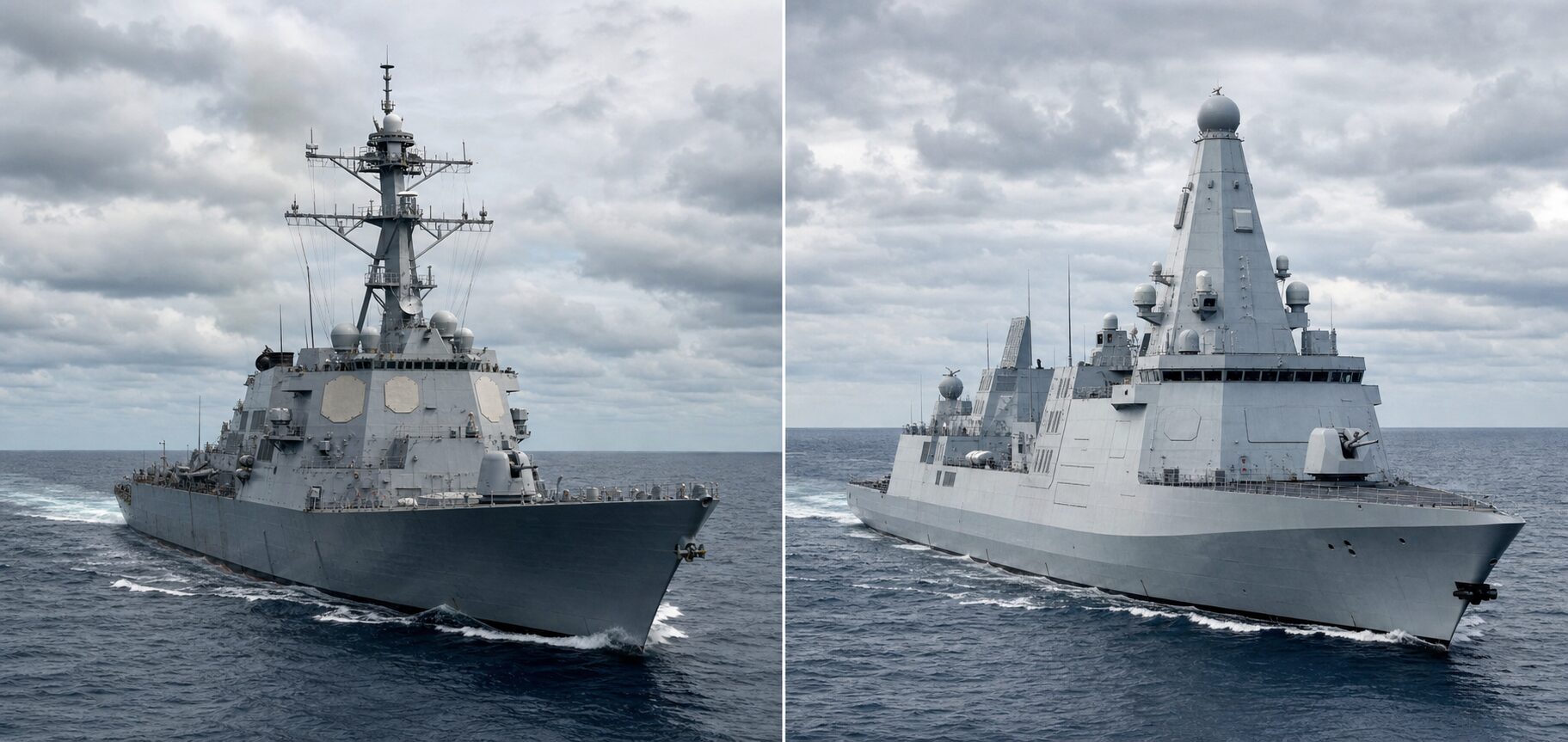 Aegis系艦と中国の独自防空艦を比較するイメージ