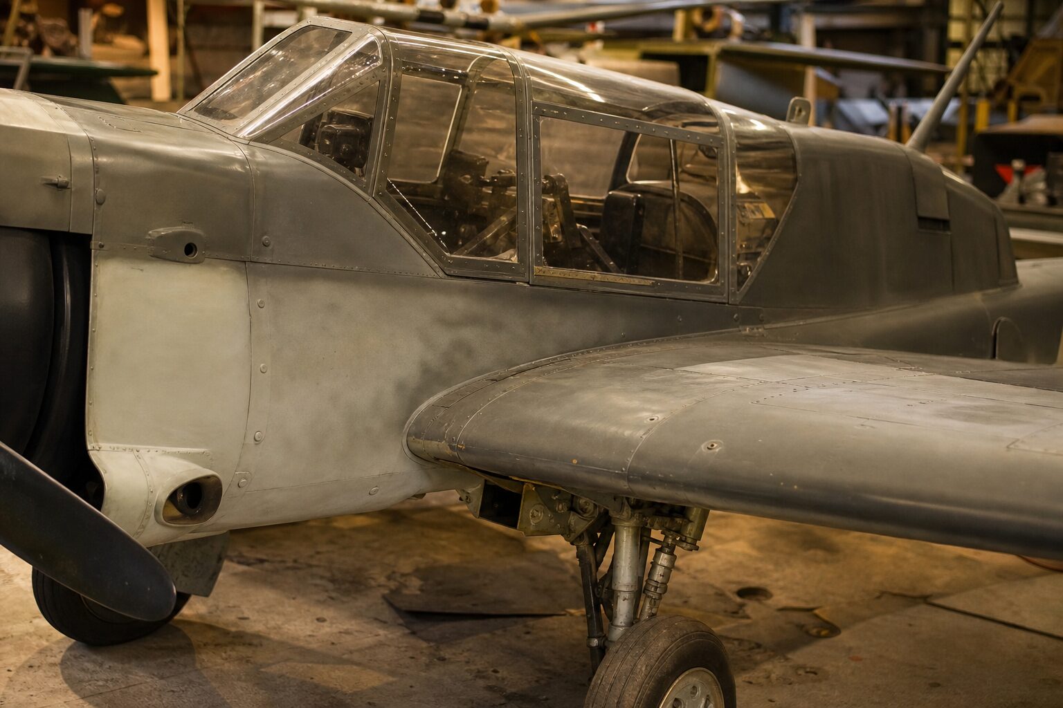 Bf109の操縦席と主脚周辺