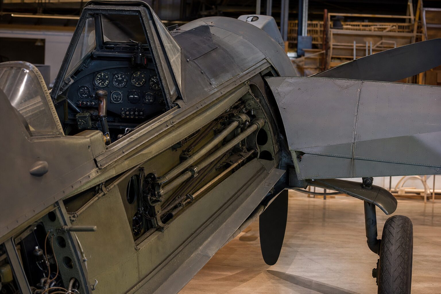 Fw190の操縦席と幅広い主脚