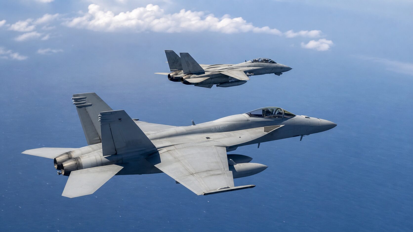 F/A-18EとF-14の編隊