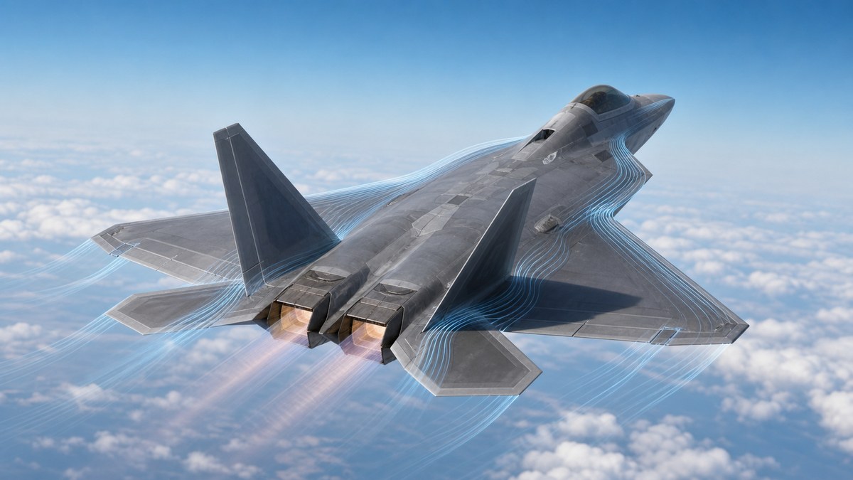 F-22ラプターの性能と機体構造を示す解説画像