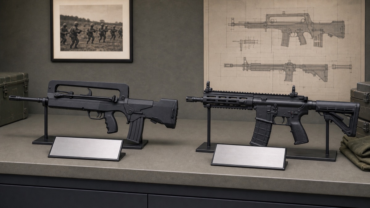 FAMASからHK416Fへの更新をイメージした比較展示
