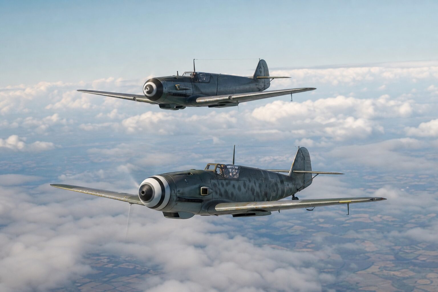 編隊飛行するBf109