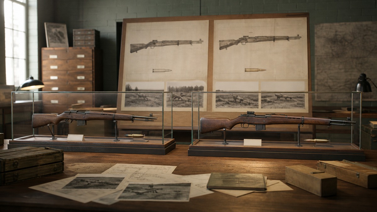 .276口径案と.30-06仕様の開発史を示す展示